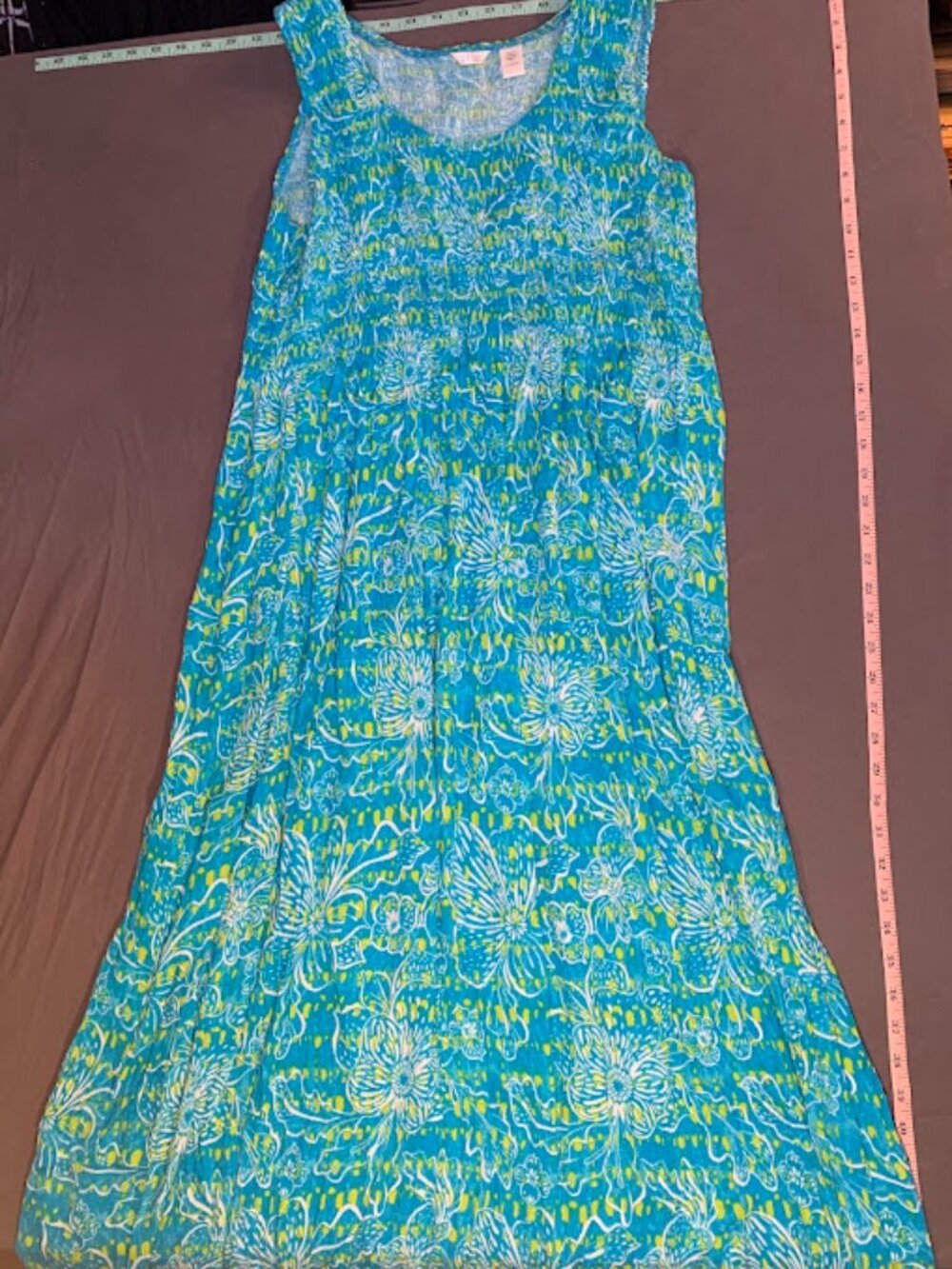 Womens Kaktus Floral Smocked Sleeveless Tank Maxi Dress Size L